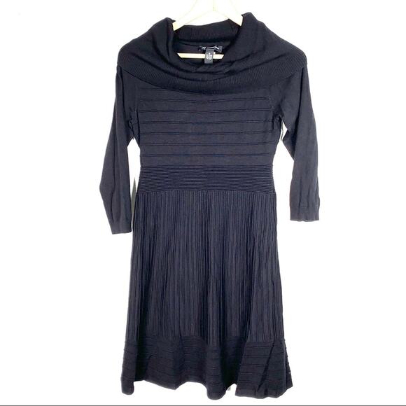 INC international Concepts black long sleeve cowl neck sweater dress  medium  M - Picture 1 of 5